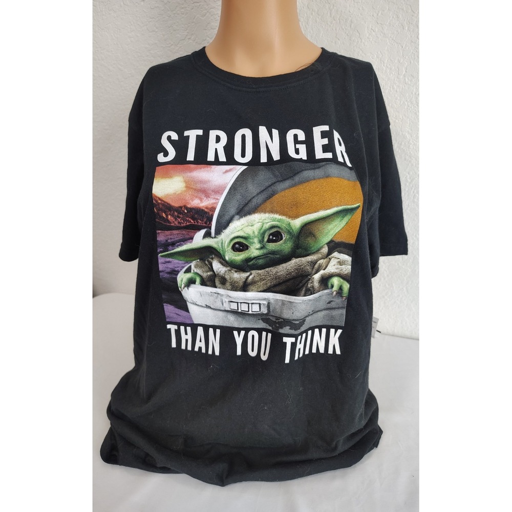 Star Wars Grogu Stronger Than You Think Black Mens Size M Shirt 100% Cotton NWT